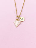 Gold Pink Diamond Charm Necklace, Bracelet or Keychain Option, N5658