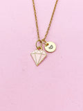 Gold Pink Diamond Charm Necklace, Bracelet or Keychain Option, N5658
