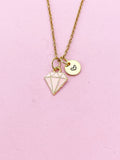 Gold Pink Diamond Charm Necklace, Bracelet or Keychain Option, N5658