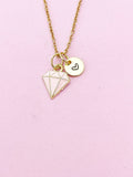Gold Pink Diamond Charm Necklace, Bracelet or Keychain Option, N5658