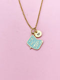 Gold Pale Turquoise Manicure Set Charm Necklace, Bracelet or Keychain Option, N5661