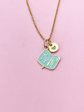 Gold Pale Turquoise Manicure Set Charm Necklace, Bracelet or Keychain Option, N5661
