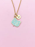 Gold Pale Turquoise Manicure Set Charm Necklace, Bracelet or Keychain Option, N5661