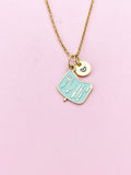 Gold Pale Turquoise Manicure Set Charm Necklace, Bracelet or Keychain Option, N5661