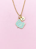Gold Pale Turquoise Manicure Set Charm Necklace, Bracelet or Keychain Option, N5661