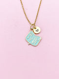 Gold Pale Turquoise Manicure Set Charm Necklace, Bracelet or Keychain Option, N5661
