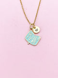 Gold Pale Turquoise Manicure Set Charm Necklace, Bracelet or Keychain Option, N5661