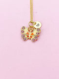 Gold Butterfly Charm Necklace, Bracelet or Keychain Option, N5662