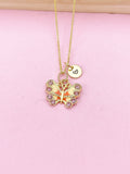 Gold Butterfly Charm Necklace, Bracelet or Keychain Option, N5662