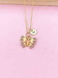 Gold Butterfly Charm Necklace, Bracelet or Keychain Option, N5662