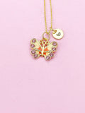 Gold Butterfly Charm Necklace, Bracelet or Keychain Option, N5662
