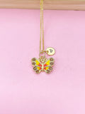Gold Yellow Butterfly Charm Necklace, Bracelet or Keychain Option, N5664