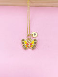 Gold Yellow Butterfly Charm Necklace, Bracelet or Keychain Option, N5664