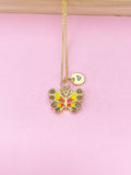 Gold Yellow Butterfly Charm Necklace, Bracelet or Keychain Option, N5664