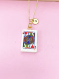 Gold Jack of Heart Play Card Charm Necklace, Bracelet or Keychain Option, N5668