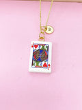 Gold Jack of Heart Play Card Charm Necklace, Bracelet or Keychain Option, N5668