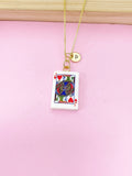 Gold Jack of Heart Play Card Charm Necklace, Bracelet or Keychain Option, N5668