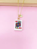 Gold Jack of Heart Play Card Charm Necklace, Bracelet or Keychain Option, N5668