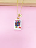 Gold Jack of Heart Play Card Charm Necklace, Bracelet or Keychain Option, N5668