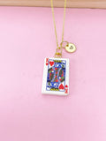 Gold King of Heart Play Card Charm Necklace, Bracelet or Keychain Option, N5669