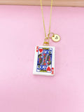 Gold King of Heart Play Card Charm Necklace, Bracelet or Keychain Option, N5669