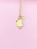 Gold Cute Yellow Chicken Charm Necklace, N5671