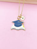 Gold Graduation Cap Book Tassel Charm Necklace, Bracelet or Keychain Option, N5673
