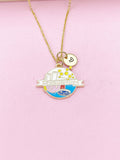 Gold Chemistry Beaker with Cell Atom DNA Molecule Charm Necklace, Bracelet or Keychain Option, N5675