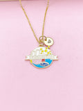 Gold Chemistry Beaker with Cell Atom DNA Molecule Charm Necklace, Bracelet or Keychain Option, N5675