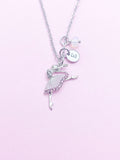 Silver Ballet Girl Dance Charm Necklace, Dance Ballet School Gift, Ballet Gift, N2131