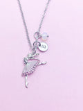 Silver Ballet Girl Dance Charm Necklace, Dance Ballet School Gift, Ballet Gift, N2131