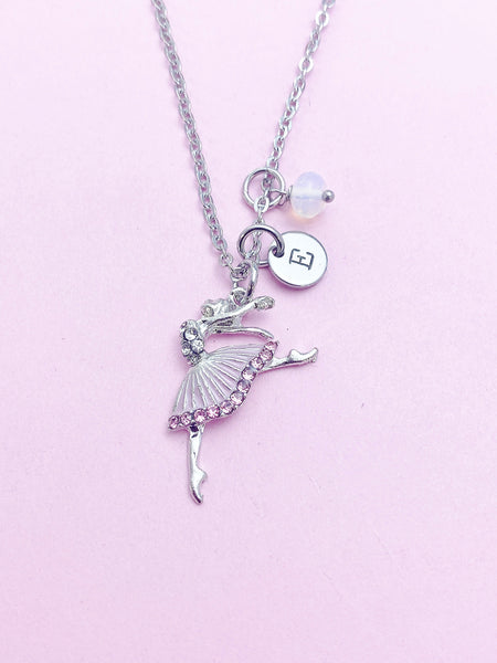 Silver Ballet Girl Dance Charm Necklace, Dance Ballet School Gift, Ballet Gift, N2131
