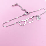 Silver Eyeglasses Charm Bracelet, AN1413