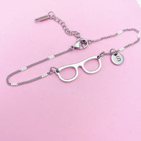 Silver Eyeglasses Charm Bracelet, AN1413