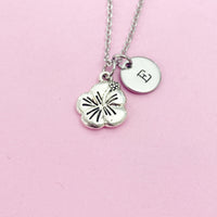 Silver Hibiscus Tropical Flower Charm Necklace, Personalized Gifts, N4649