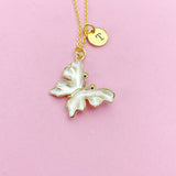 Butterfly Necklace, Gold Beautiful White Butterfly Necklace, Mom Gift, Birthday Gift, N5174A