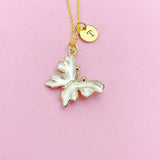 Butterfly Necklace, Gold Beautiful White Butterfly Necklace, Mom Gift, Birthday Gift, N5174A