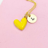 Yellow Heart Necklace, Personalized Birthday Gift, N4316