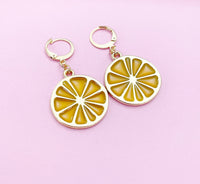 Gold Lemon Slice Earrings, Lemon Earrings, N3200