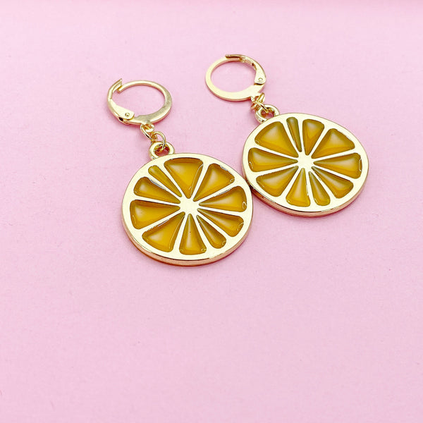 Gold Lemon Slice Earrings, Lemon Earrings, N3200