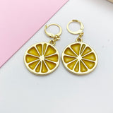 Gold Lemon Slice Earrings, Lemon Earrings, N3200