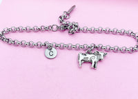 Silver Cow Charm Bracelet, N2631