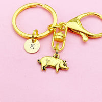 Gold or Silver Pig Charm Keychain, AN1121