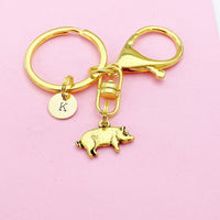 Gold or Silver Pig Charm Keychain, AN1121