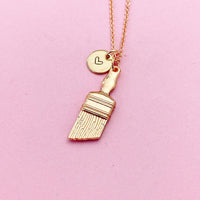 Brush Charm Necklace in Silver Gold Rose Gold in Option, Artist Gifts, Handyman Wife Gifts, Paint Brush, N1507F