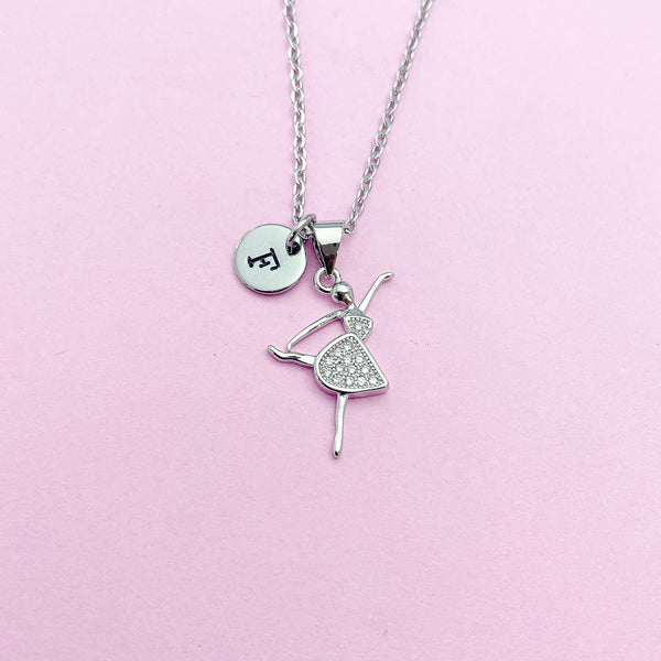 Ballet Girl Dance Necklace in Silver Gold Rose Gold Option, Personalized Gift, N1447