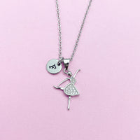 Ballet Girl Dance Necklace in Silver Gold Rose Gold Option, Personalized Gift, N1447
