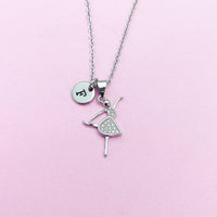 Ballet Girl Dance Necklace in Silver Gold Rose Gold Option, Personalized Gift, N1447