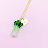 Gold Green Cabbage Vegi Necklace, Handmade Lampwork Cabbage Vegetable, N5312