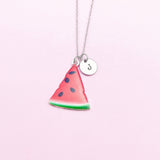 Red Watermelon Necklace in Silver or Gold Option, Foodie Gift, N2099D